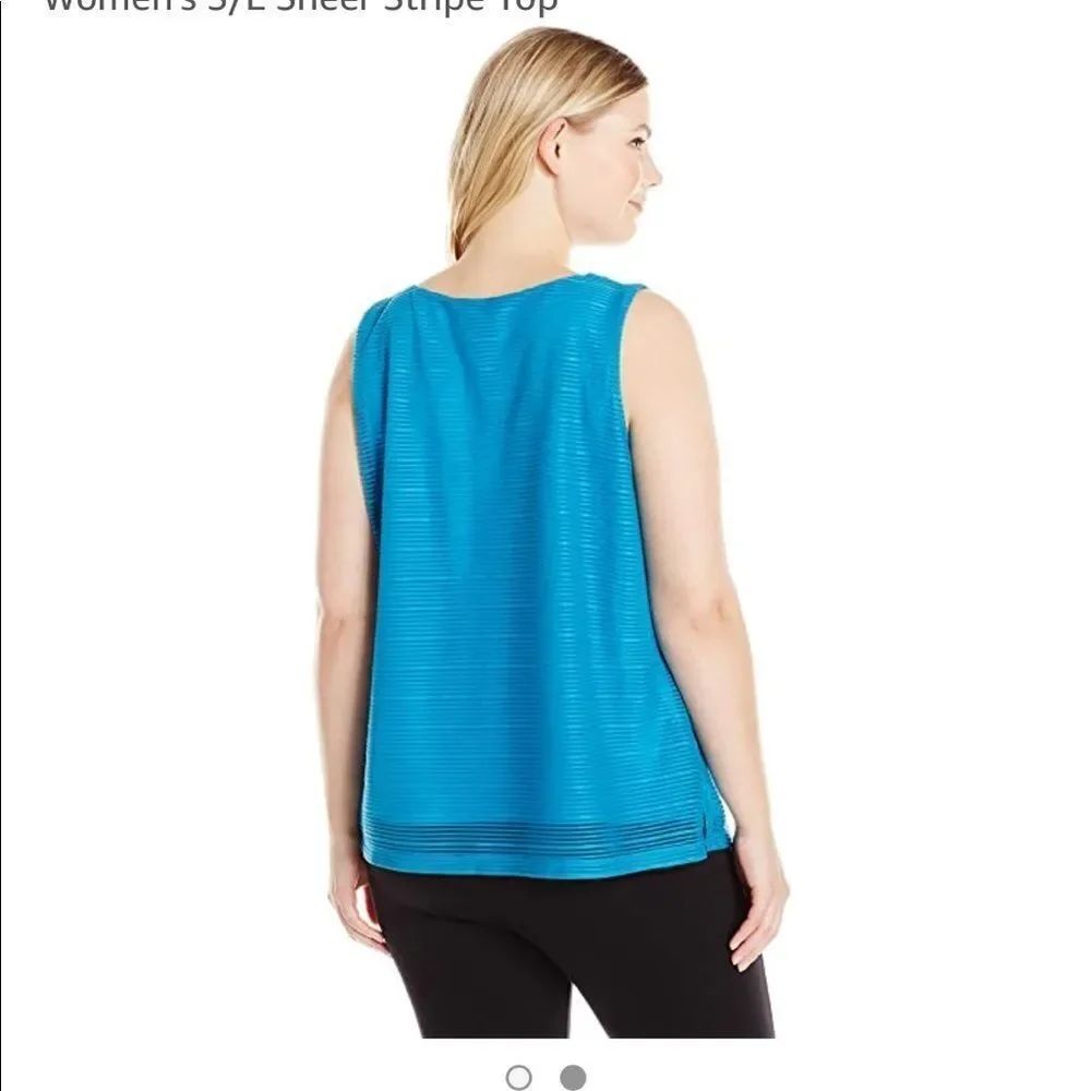 Calvin Klein Women’s Sheer Tank Top, Blue, size L - Picture 2 of 8